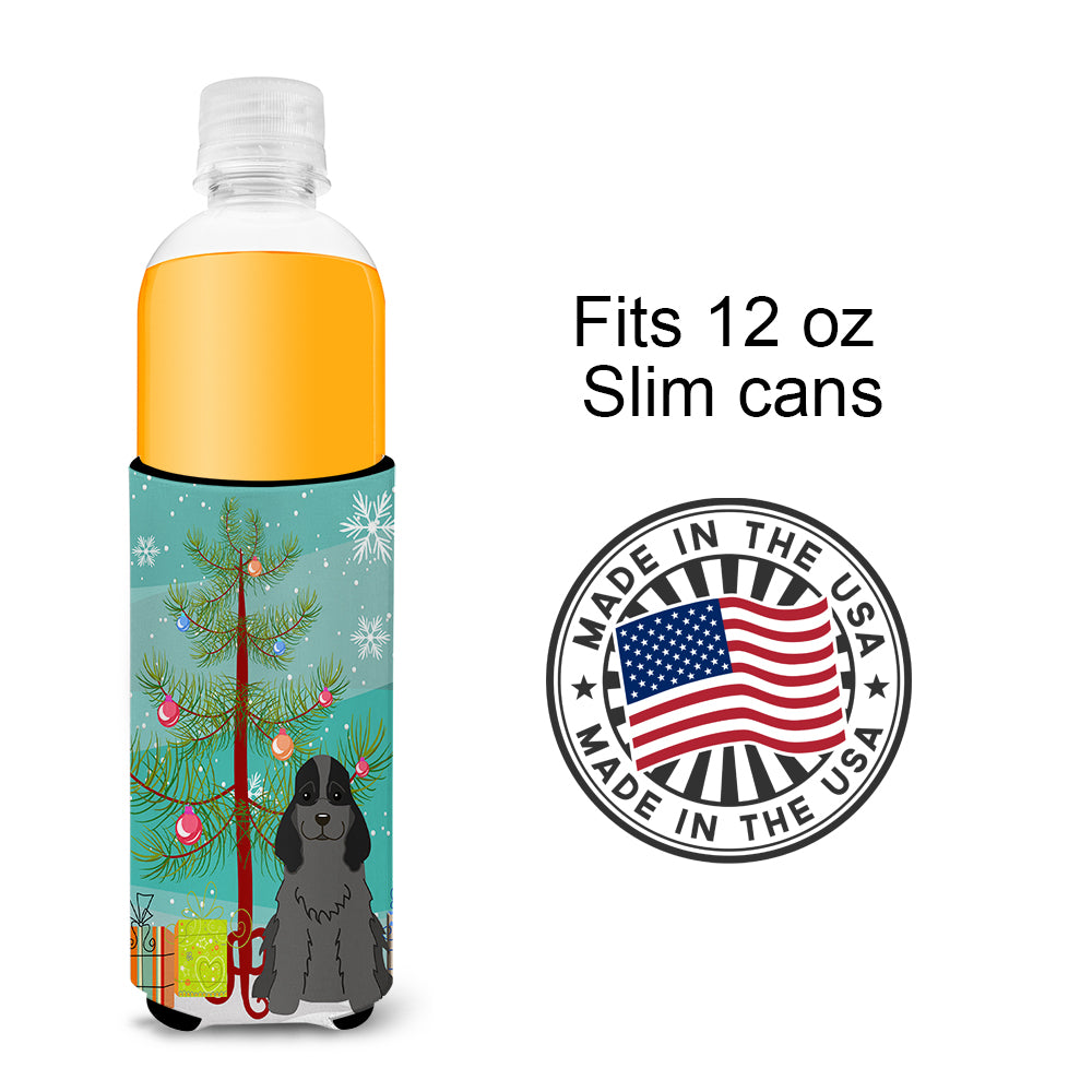 Merry Christmas Tree Cocker Spaniel Black  Ultra Hugger for slim cans BB4217MUK