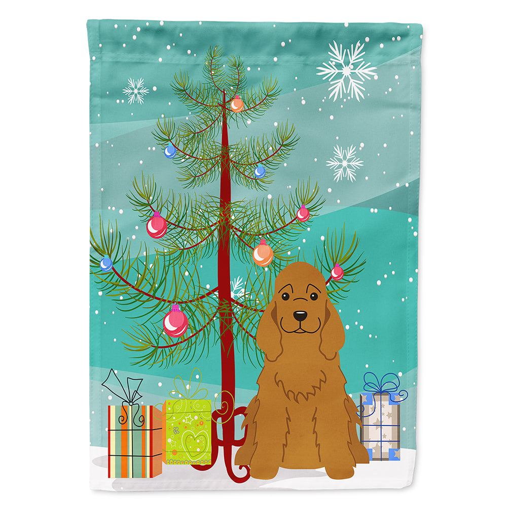 Merry Christmas Tree Cocker Spaniel Red Flag Canvas House Size BB4220CHF