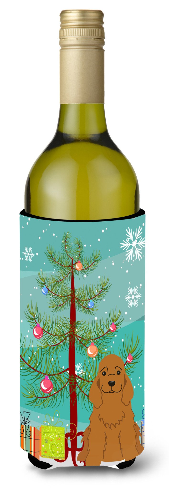 Merry Christmas Tree Cocker Spaniel Red Wine Bottle Beverge Insulator Hugger BB4220LITERK by Caroline&#39;s Treasures