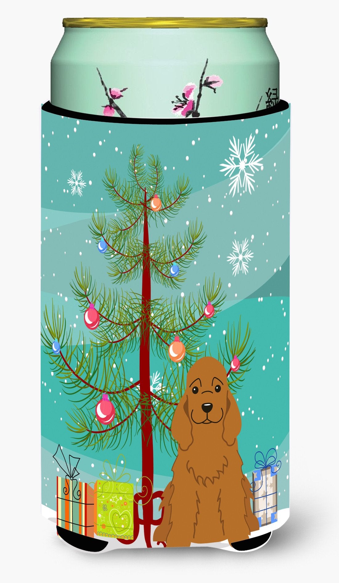Merry Christmas Tree Cocker Spaniel Red Tall Boy Beverage Insulator Hugger BB4220TBC by Caroline&#39;s Treasures