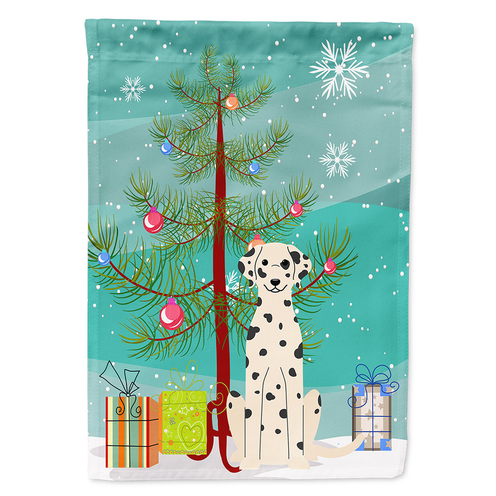 Merry Christmas Tree Dalmatian Flag Canvas House Size BB4222CHF