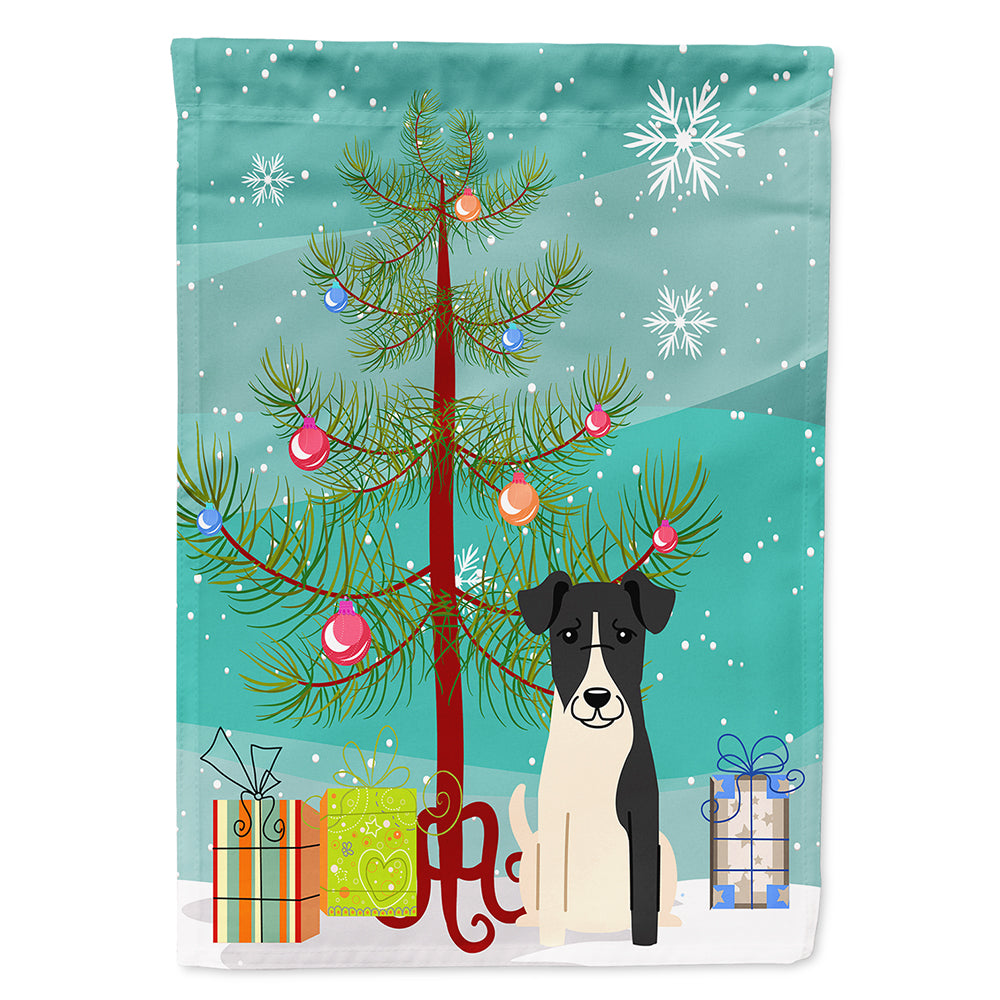 Joyeux Noël Sapin Lisse Fox Terrier Drapeau Toile Maison Taille BB4223CHF