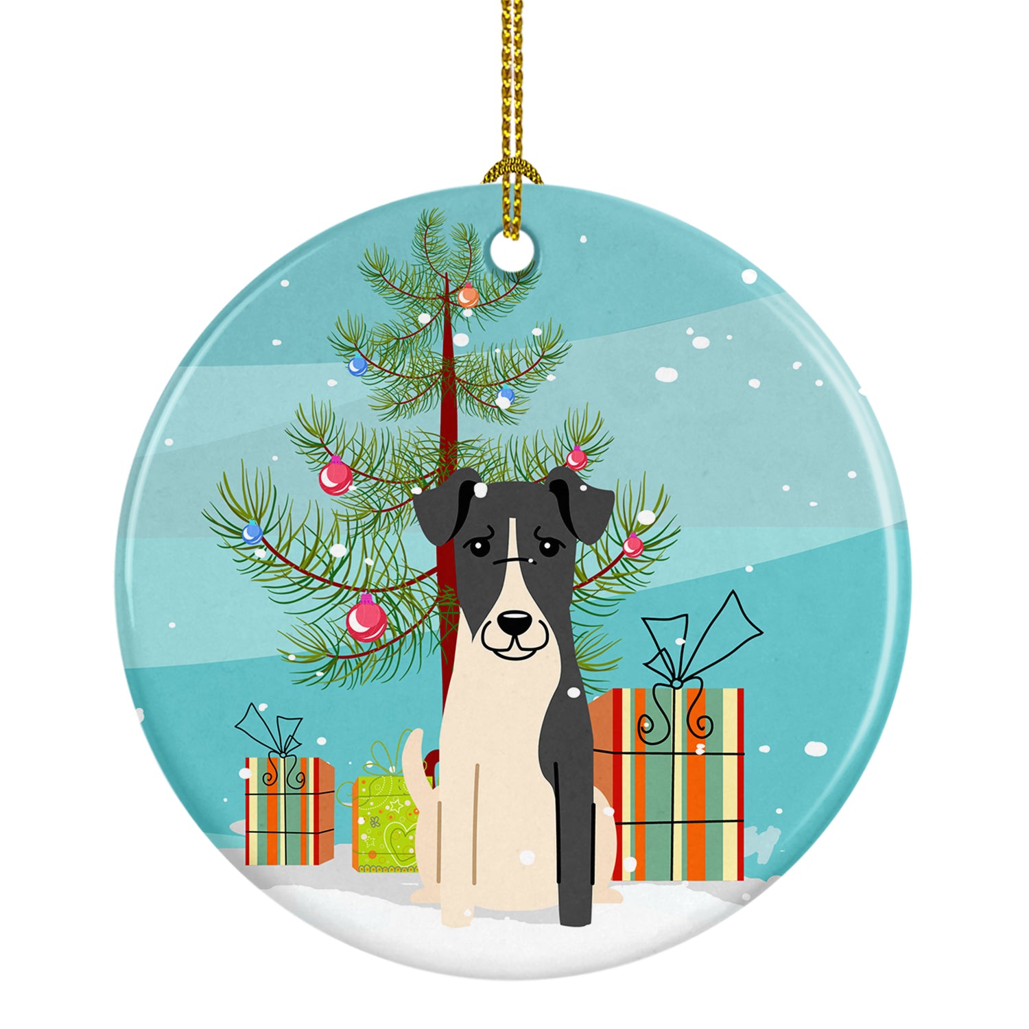 Merry Christmas Tree Smooth Fox Terrier Ceramic Ornament BB4223CO1 - the-store.com