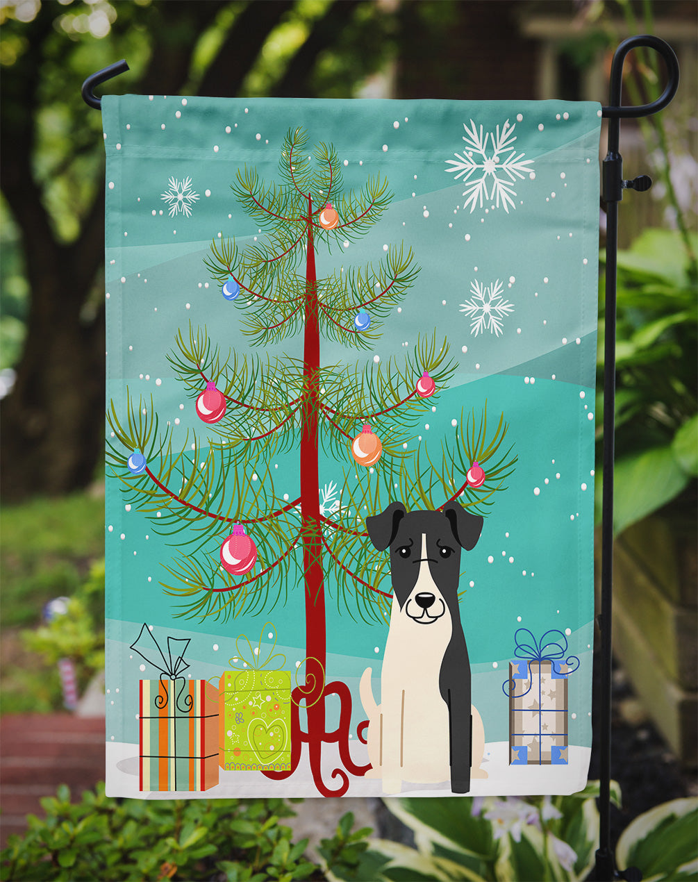 Merry Christmas Tree Smooth Fox Terrier Flag Garden Size BB4223GF