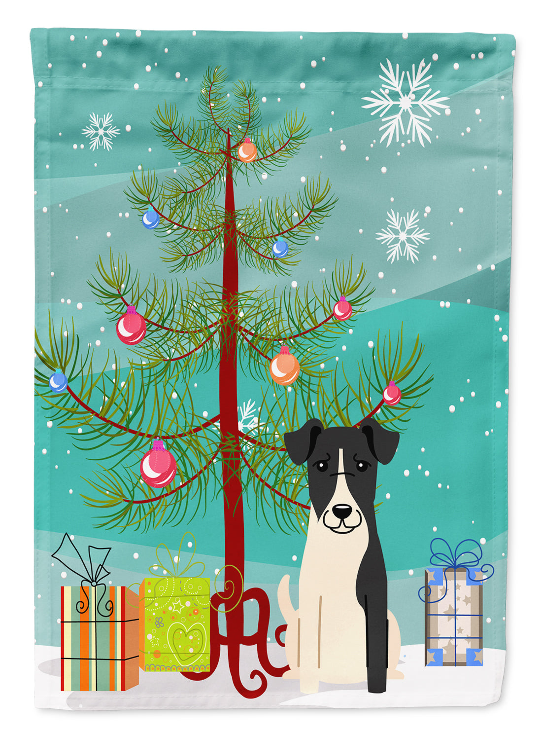 Merry Christmas Tree Smooth Fox Terrier Flag Garden Size BB4223GF  the-store.com.
