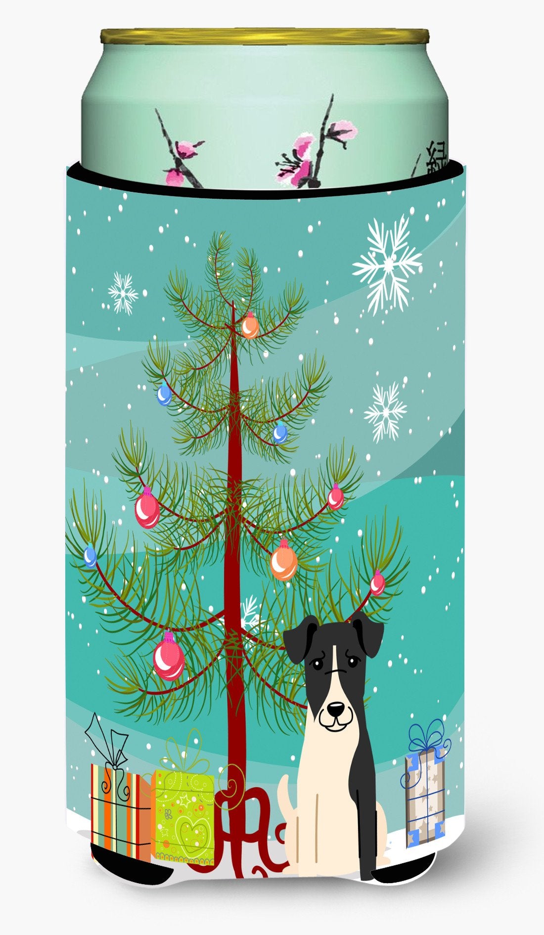 Merry Christmas Tree Smooth Fox Terrier Tall Boy Beverage Insulator Hugger BB4223TBC by Caroline&#39;s Treasures
