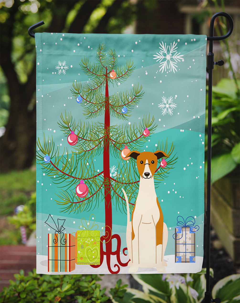 Merry Christmas Tree Whippet Flag Garden Size BB4224GF  the-store.com.
