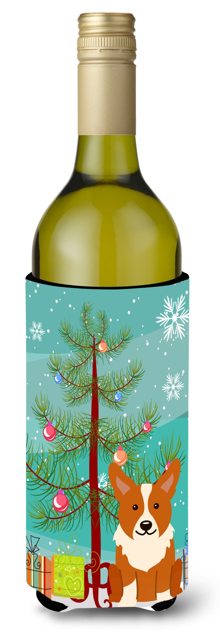 Merry Christmas Tree Corgi Wine Bottle Beverge Insulator Hugger BB4225LITERK by Caroline&#39;s Treasures