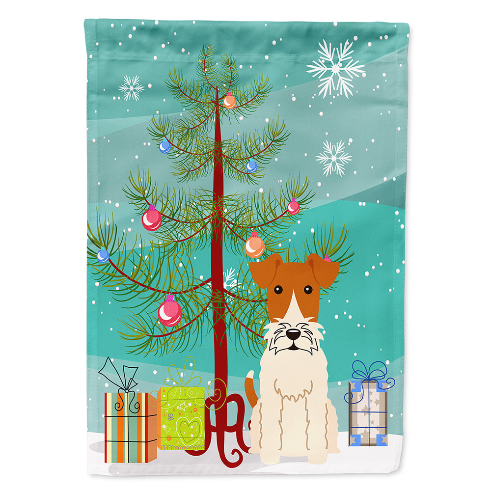Merry Christmas Tree Wire Fox Terrier Flag Canvas House Size BB4226CHF  the-store.com.