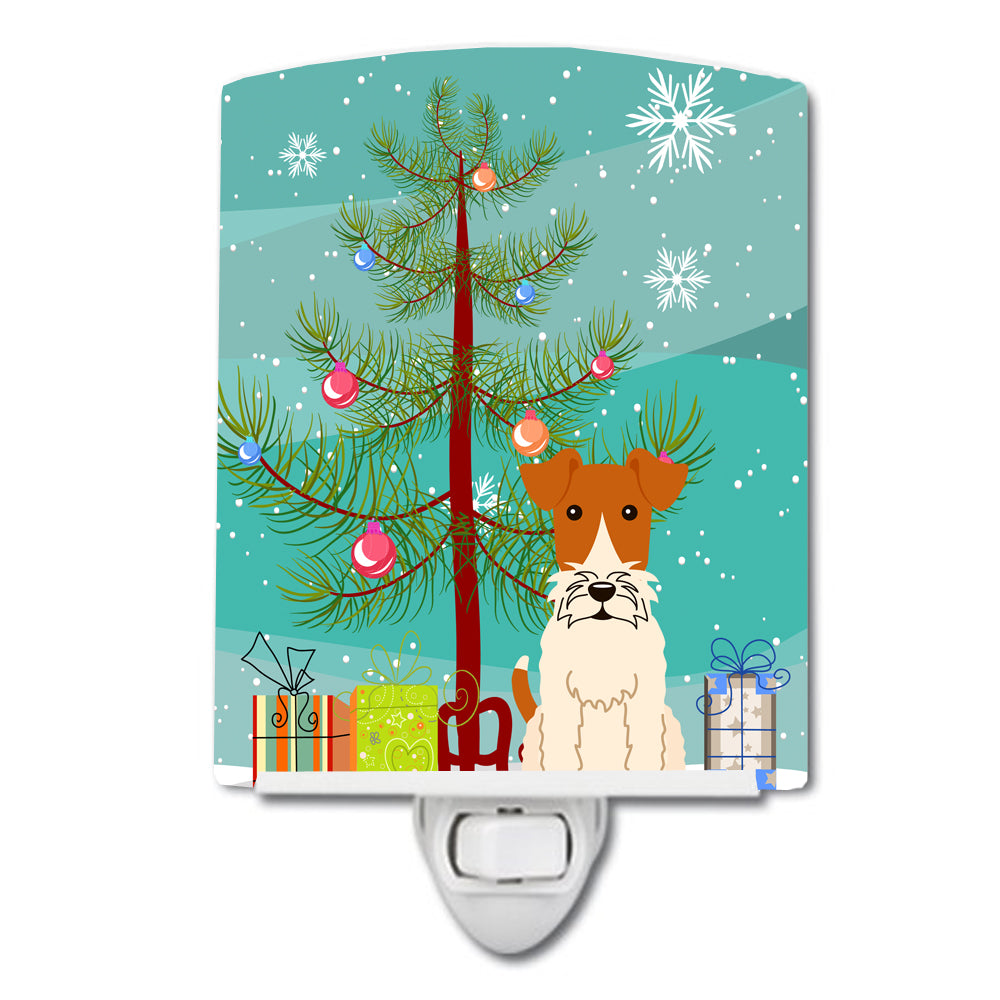 Merry Christmas Tree Wire Fox Terrier Ceramic Night Light BB4226CNL - the-store.com