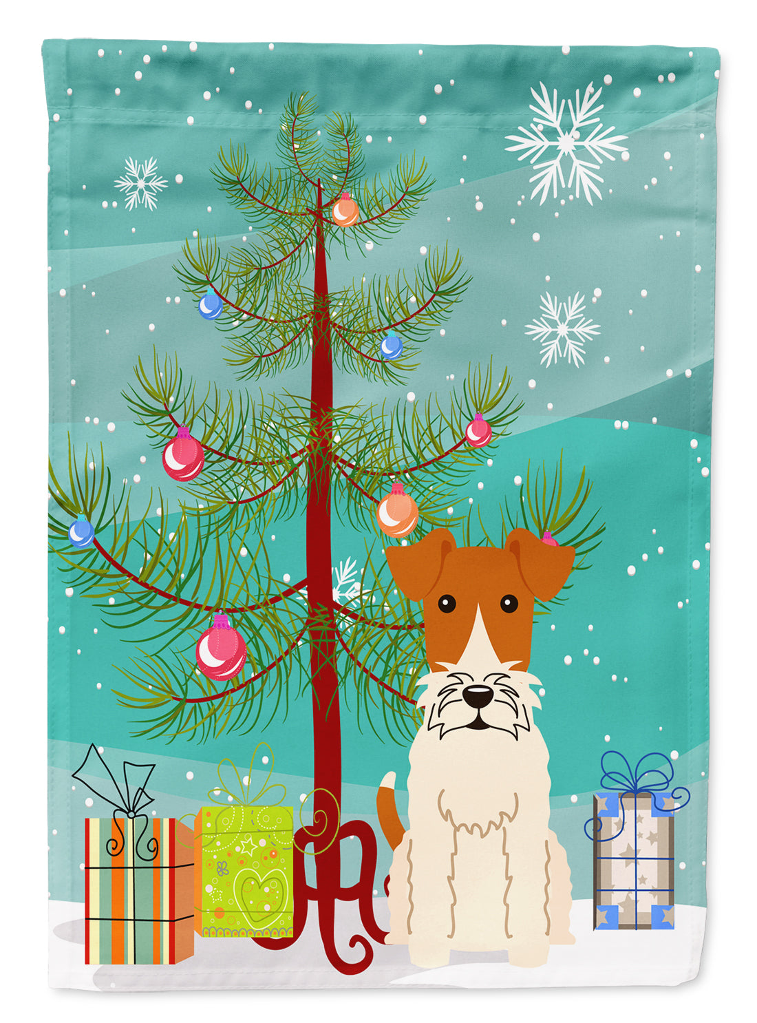 Merry Christmas Tree Wire Fox Terrier Flag Garden Size BB4226GF  the-store.com.