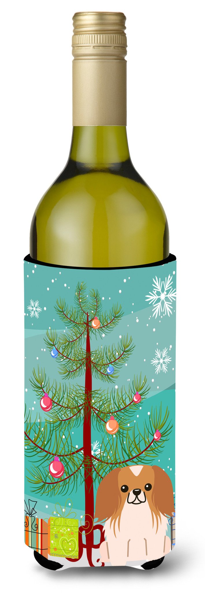Merry Christmas Tree Pekingnese Red White Wine Bottle Beverge Insulator Hugger BB4228LITERK by Caroline's Treasures