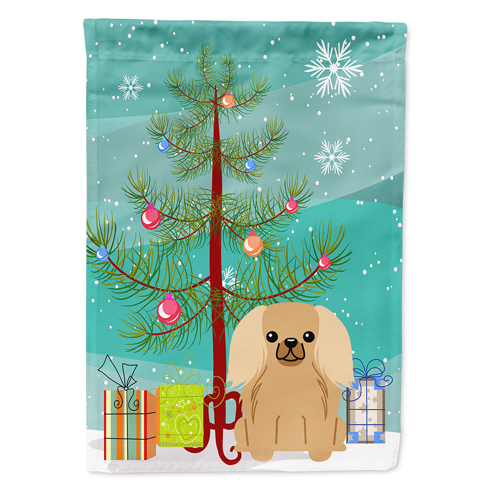 Merry Christmas Tree Pekingnese Fawn Sable Flag Canvas House Size BB4229CHF