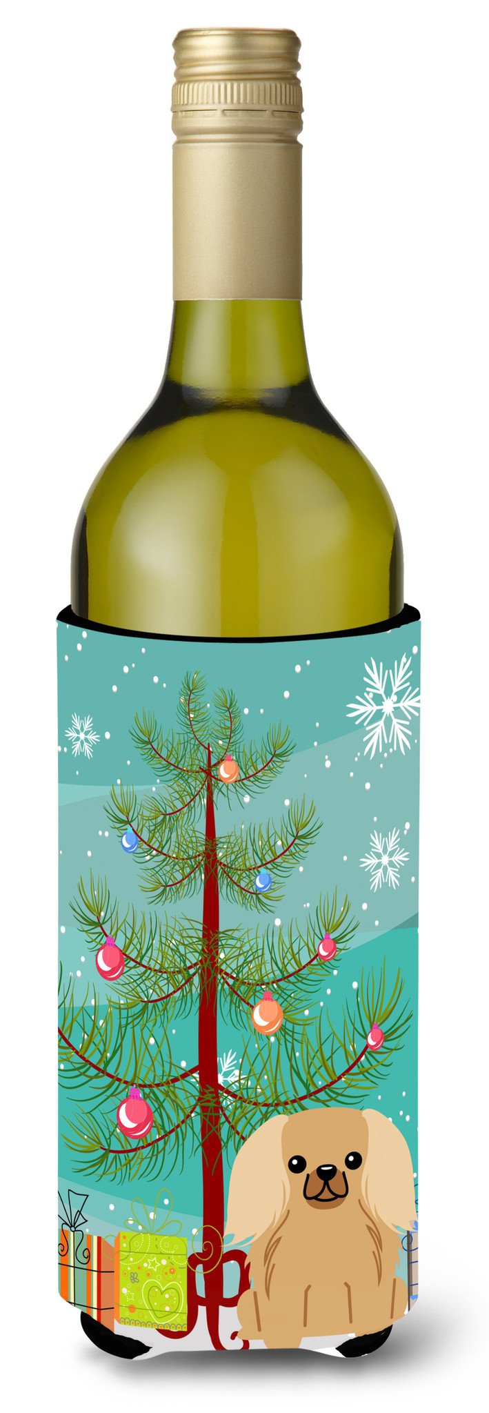 Merry Christmas Tree Pekingnese Fawn Sable Wine Bottle Beverge Insulator Hugger BB4229LITERK by Caroline's Treasures