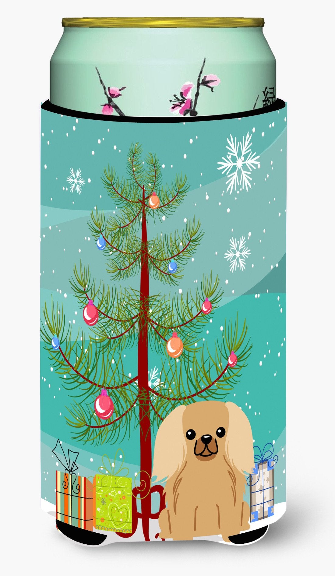 Merry Christmas Tree Pekingnese Fawn Sable Tall Boy Beverage Insulator Hugger BB4229TBC by Caroline&#39;s Treasures