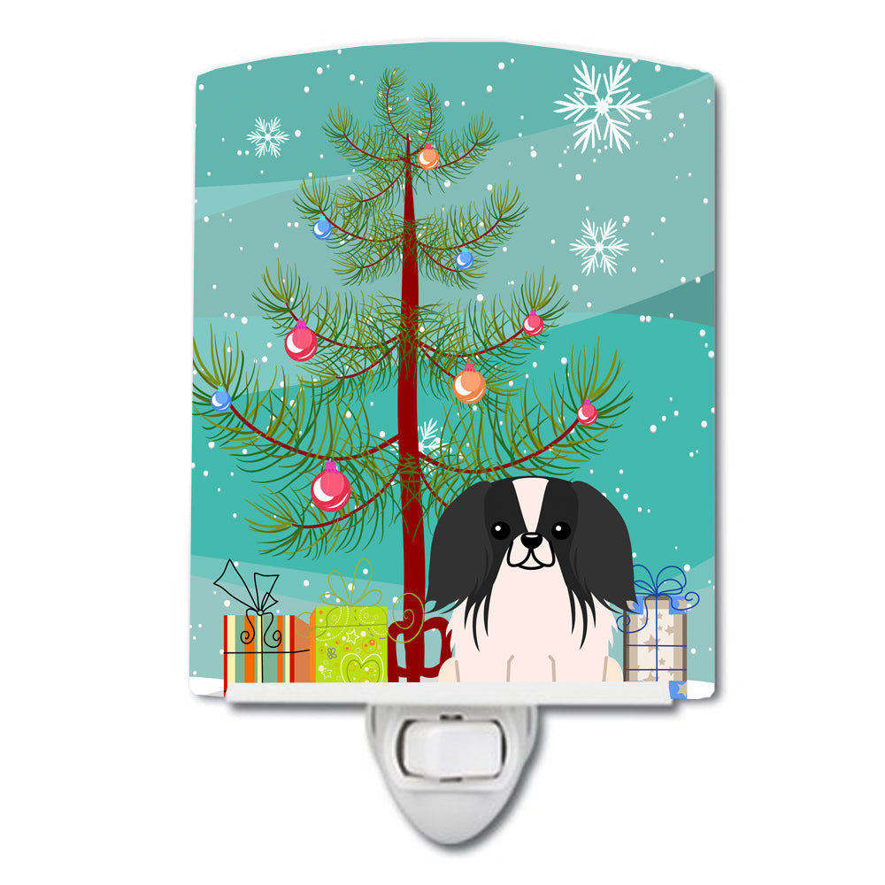 Merry Christmas Tree Pekingnese Black White Ceramic Night Light BB4230CNL - the-store.com