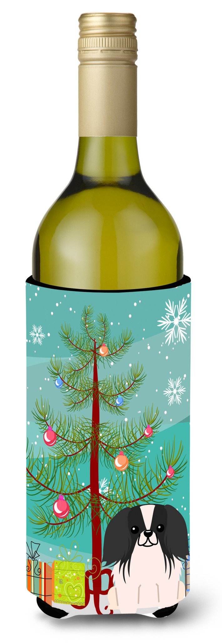 Merry Christmas Tree Pekingnese Black White Wine Bottle Beverge Insulator Hugger BB4230LITERK by Caroline's Treasures