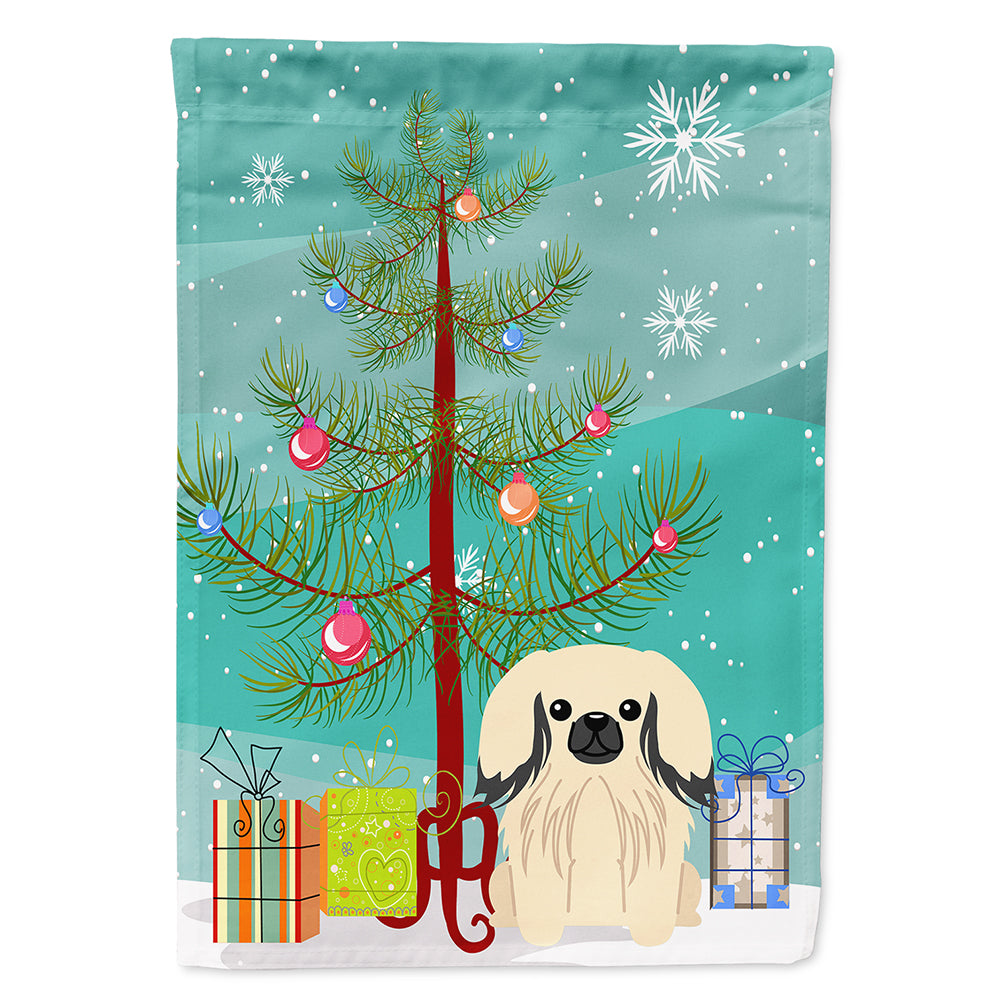 Merry Christmas Tree Pekingnese Cream Flag Canvas House Size BB4231CHF
