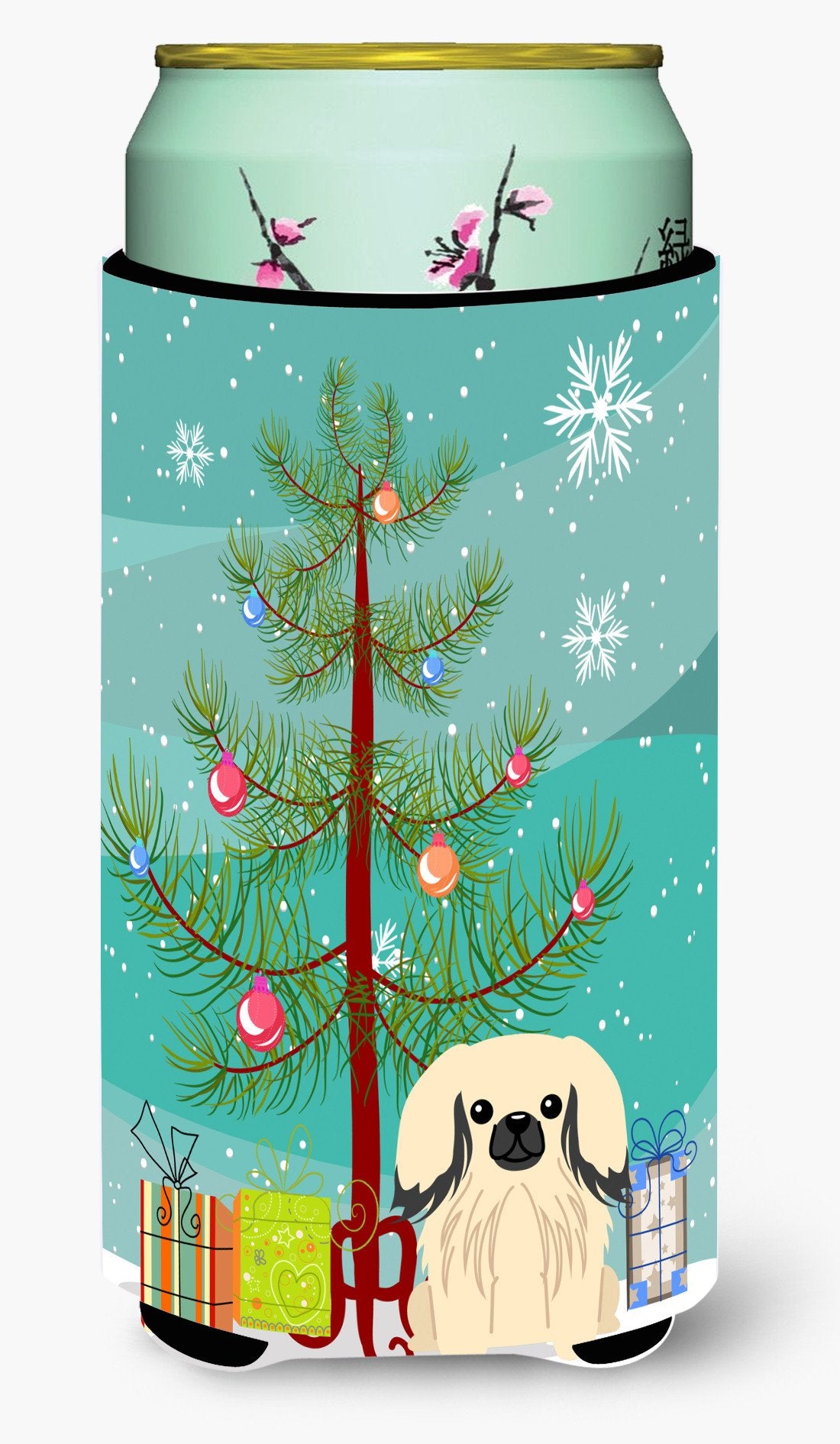 Merry Christmas Tree Pekingnese Cream Tall Boy Beverage Insulator Hugger BB4231TBC by Caroline&#39;s Treasures