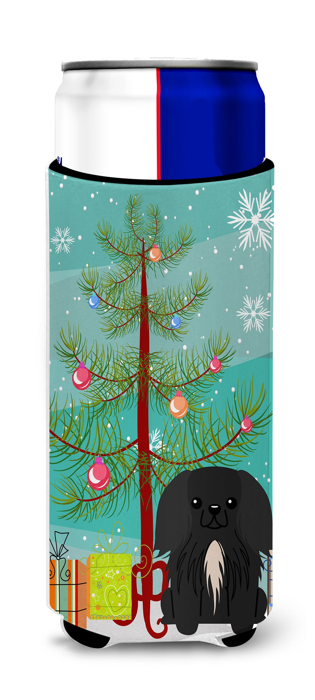 Merry Christmas Tree Pekingnese Black  Ultra Hugger for slim cans BB4232MUK
