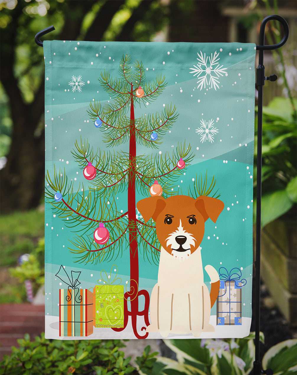 Merry Christmas Tree Jack Russell Terrier Flag Garden Size BB4233GF