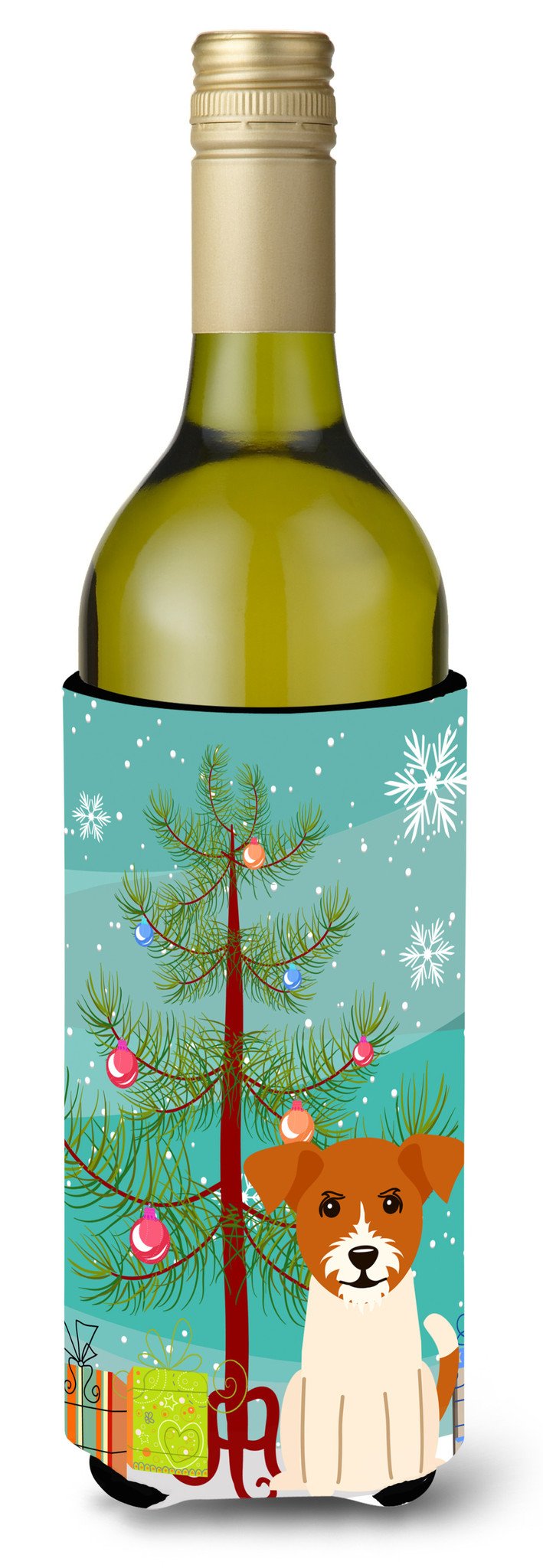 Merry Christmas Tree Jack Russell Terrier Wine Bottle Beverge Insulator Hugger BB4233LITERK by Caroline&#39;s Treasures
