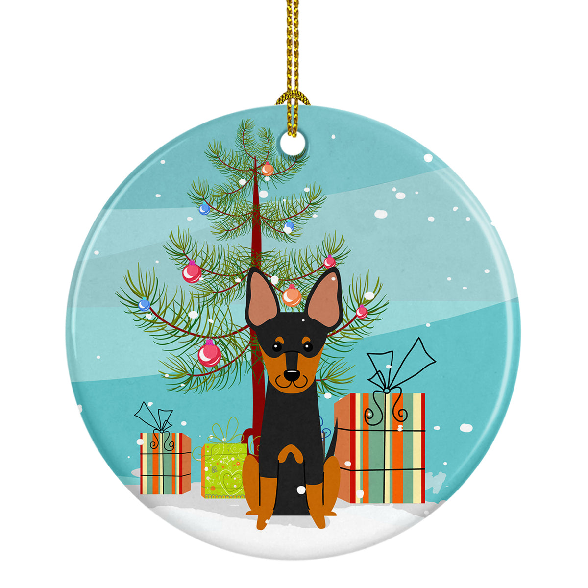 Merry Christmas Tree English Toy Terrier Ceramic Ornament BB4234CO1 - the-store.com