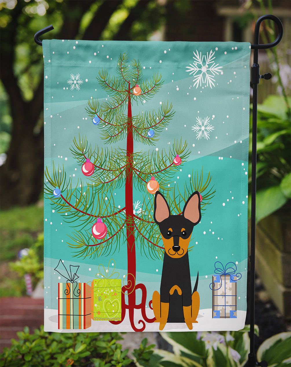 Merry Christmas Tree English Toy Terrier Flag Garden Size BB4234GF  the-store.com.