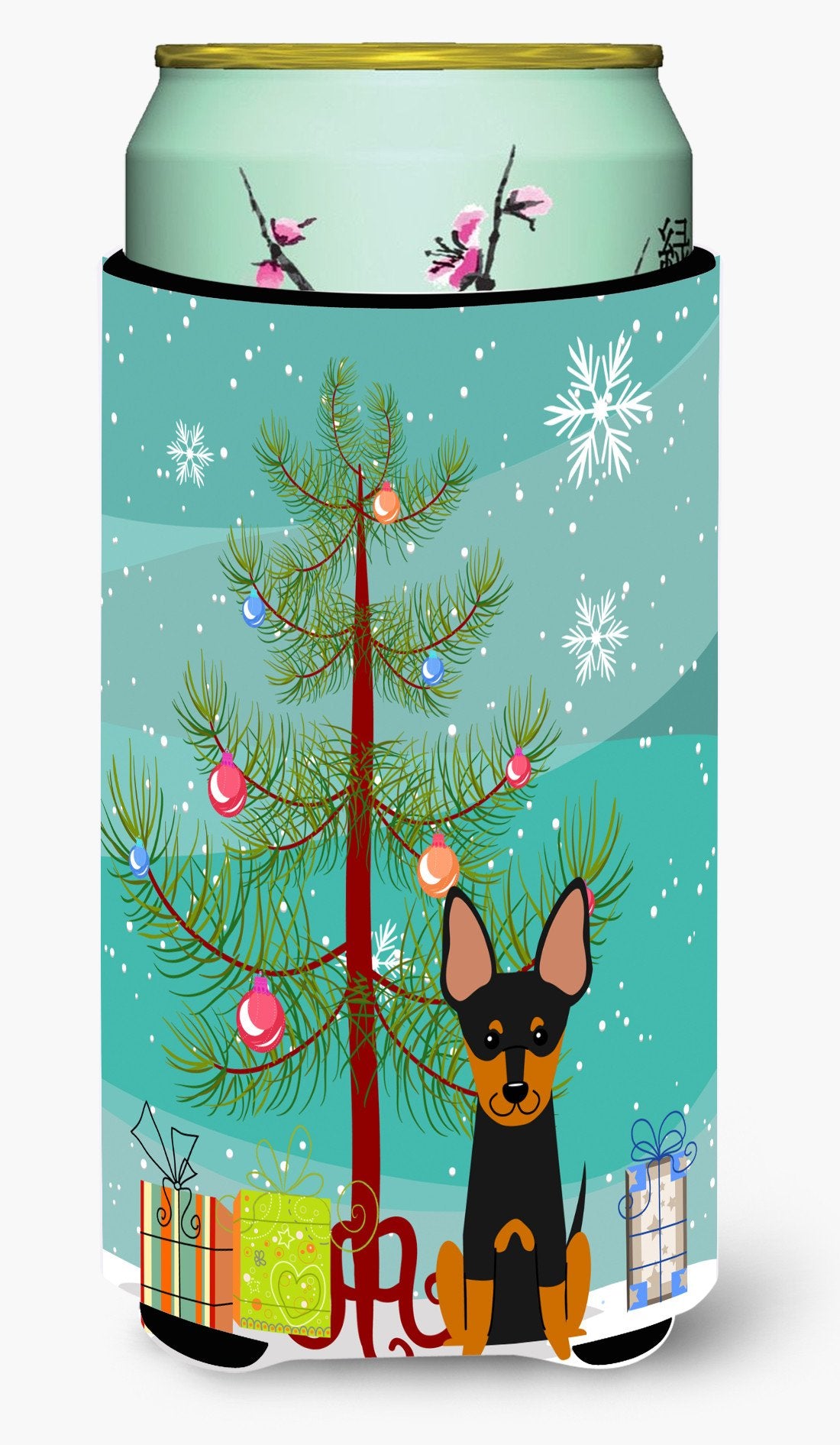 Merry Christmas Tree English Toy Terrier Tall Boy Beverage Insulator Hugger BB4234TBC by Caroline&#39;s Treasures