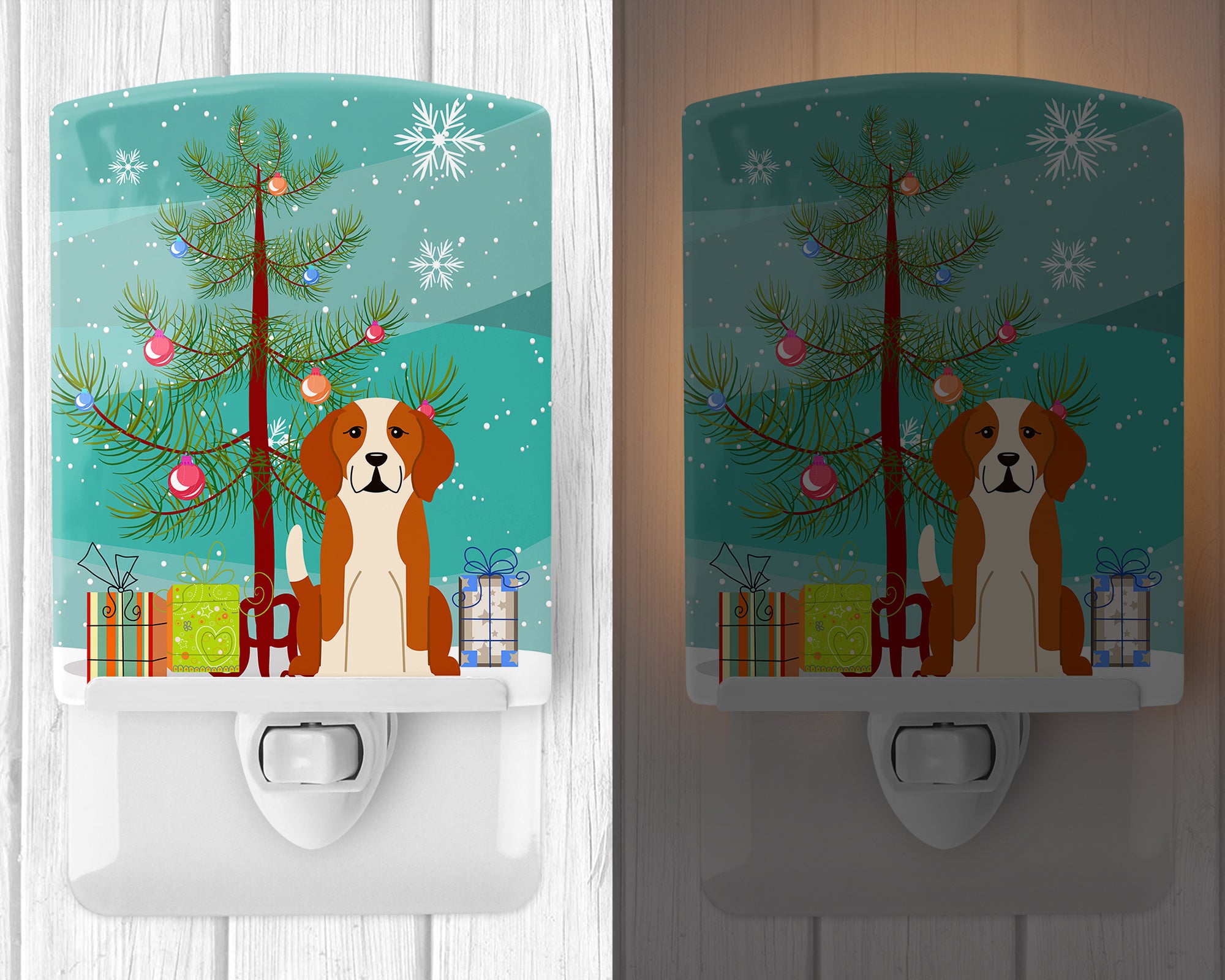 Merry Christmas Tree English Foxhound Ceramic Night Light BB4235CNL - the-store.com