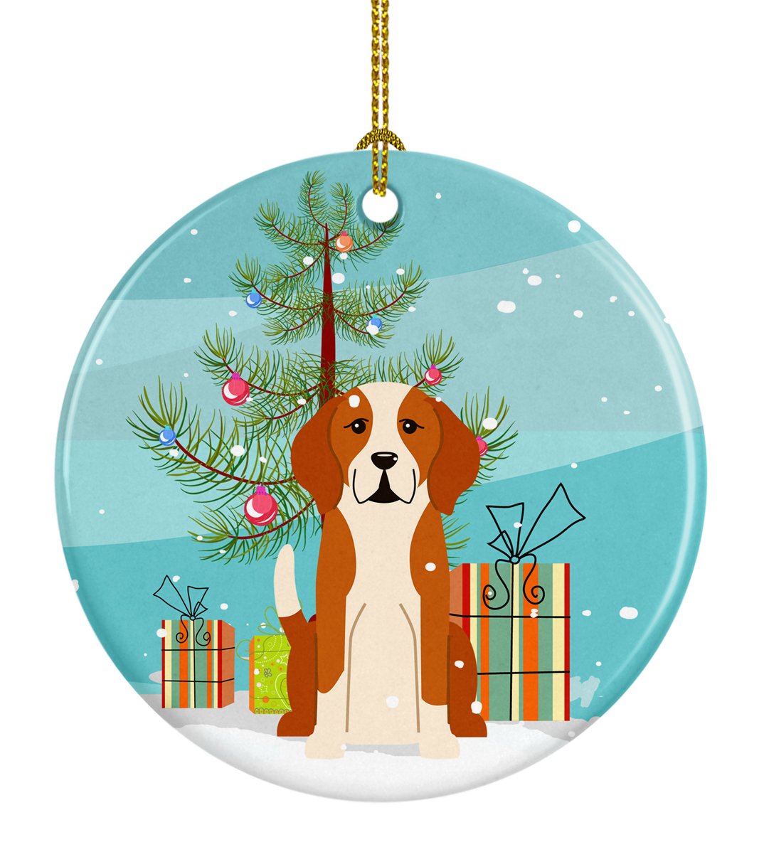 Merry Christmas Tree English Foxhound Ceramic Ornament BB4235CO1 by Caroline&#39;s Treasures