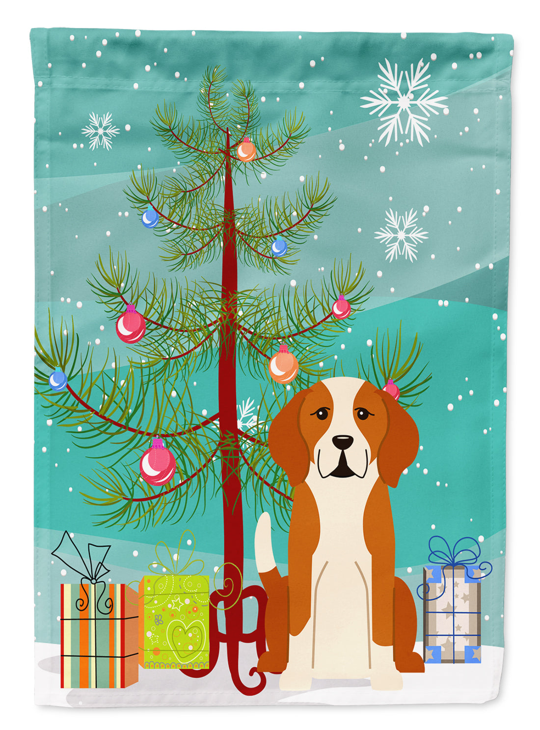 Merry Christmas Tree English Foxhound Flag Garden Size BB4235GF