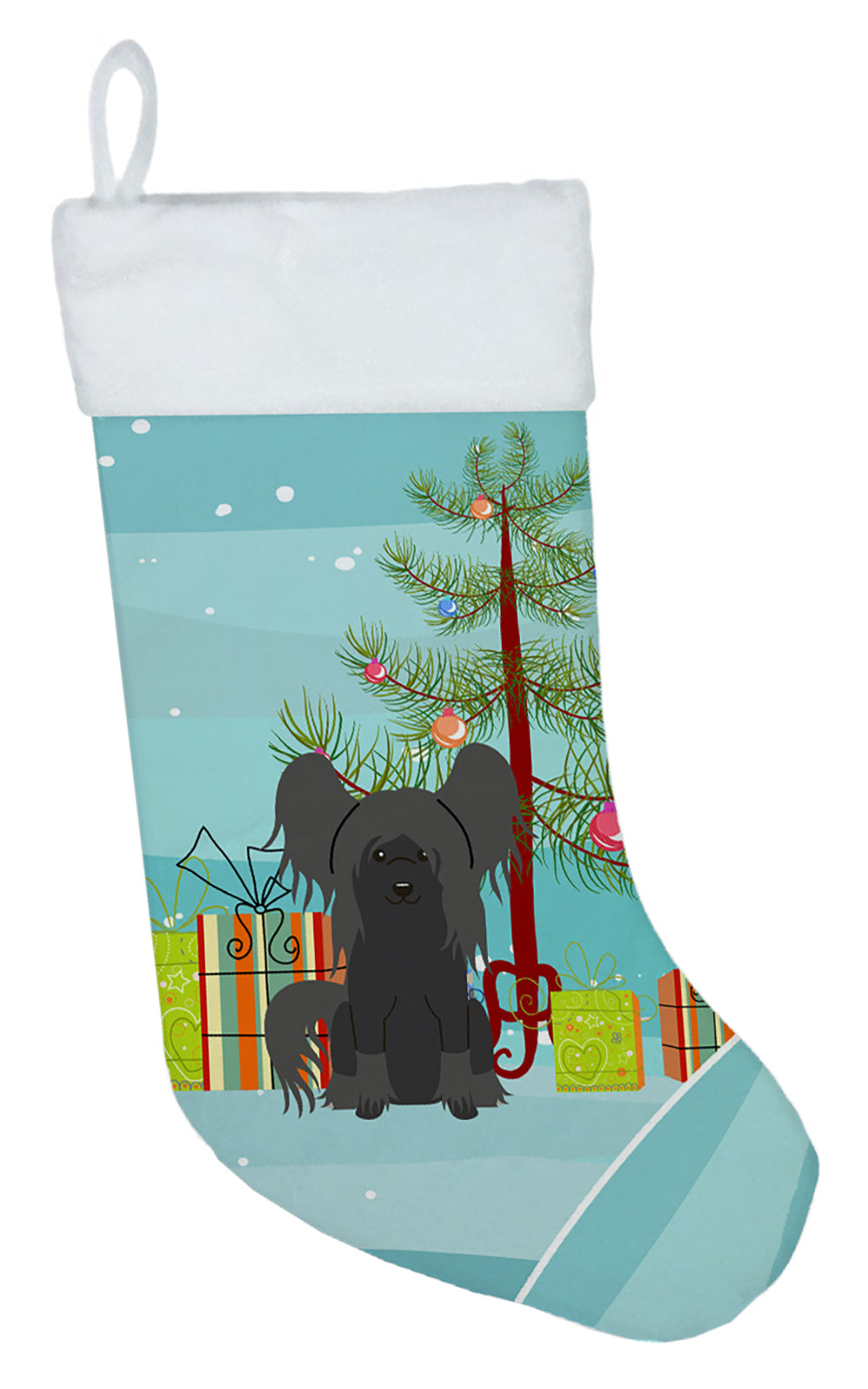 Merry Christmas Tree Chinese Crested Black Christmas Stocking BB4237CS  the-store.com.