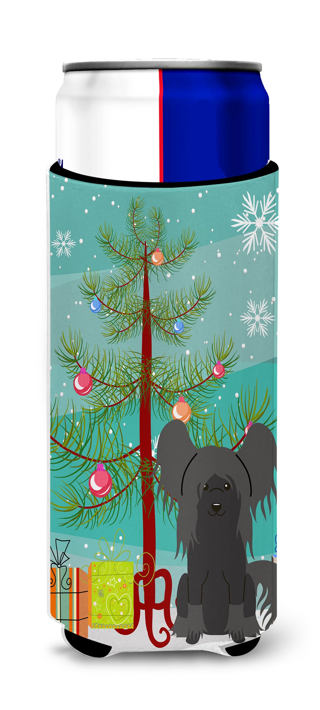 Merry Christmas Tree Chinese Crested Black  Ultra Hugger for slim cans BB4237MUK  the-store.com.
