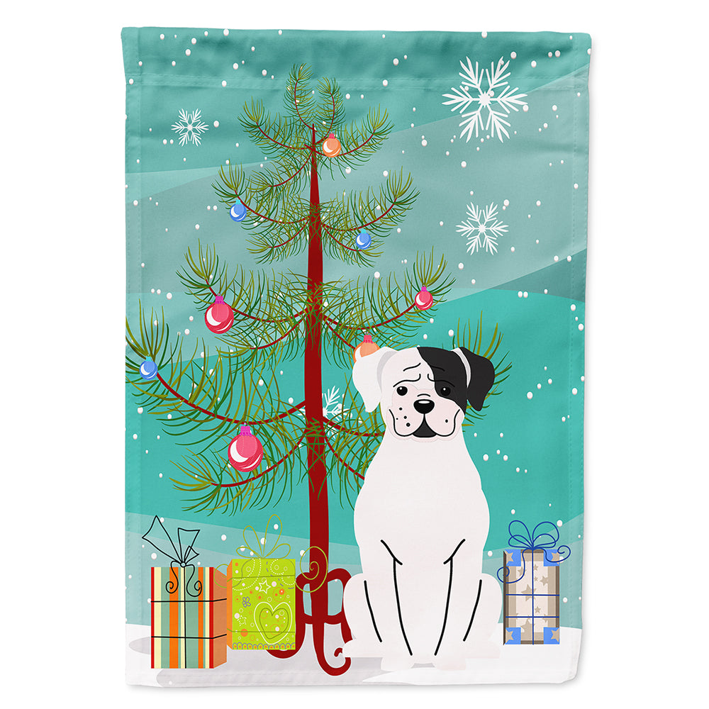 Merry Christmas Tree White Boxer Cooper Flag Canvas House Size BB4239CHF  the-store.com.