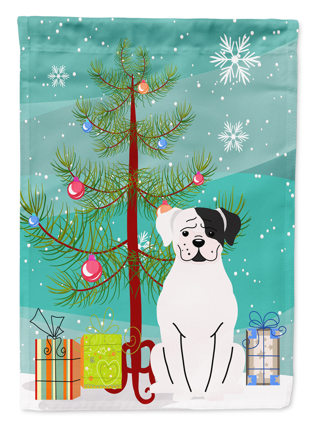 Merry Christmas Tree White Boxer Cooper Flag Garden Size BB4239GF
