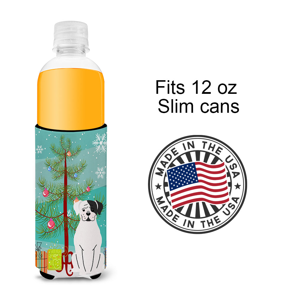 Merry Christmas Tree White Boxer Cooper  Ultra Hugger for slim cans BB4239MUK