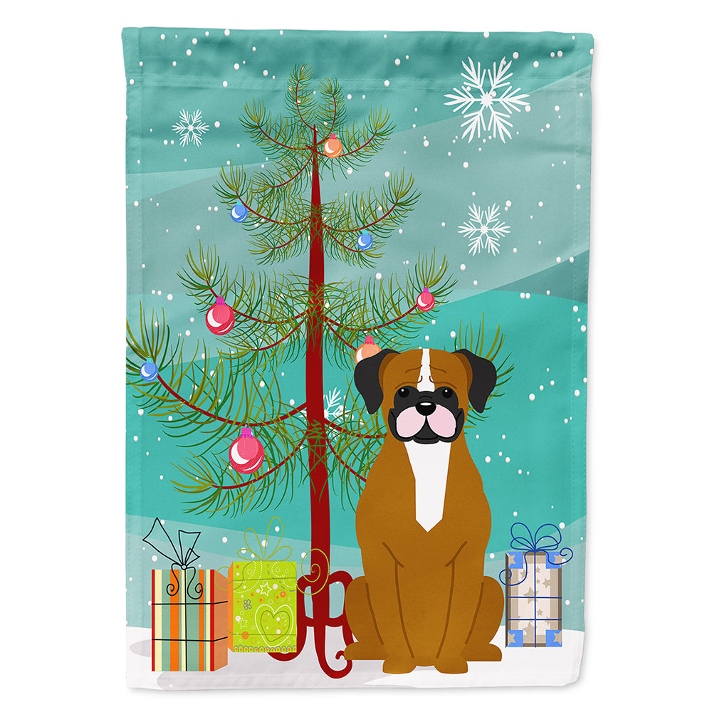 Merry Christmas Tree Flashy Fawn Boxer Flag Canvas House Size BB4241CHF