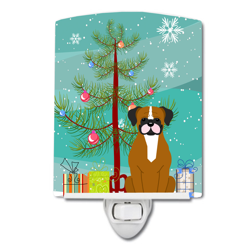 Merry Christmas Tree Flashy Fawn Boxer Ceramic Night Light BB4241CNL - the-store.com