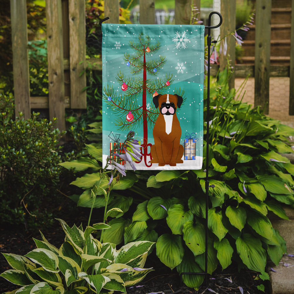 Merry Christmas Tree Flashy Fawn Boxer Flag Garden Size BB4241GF