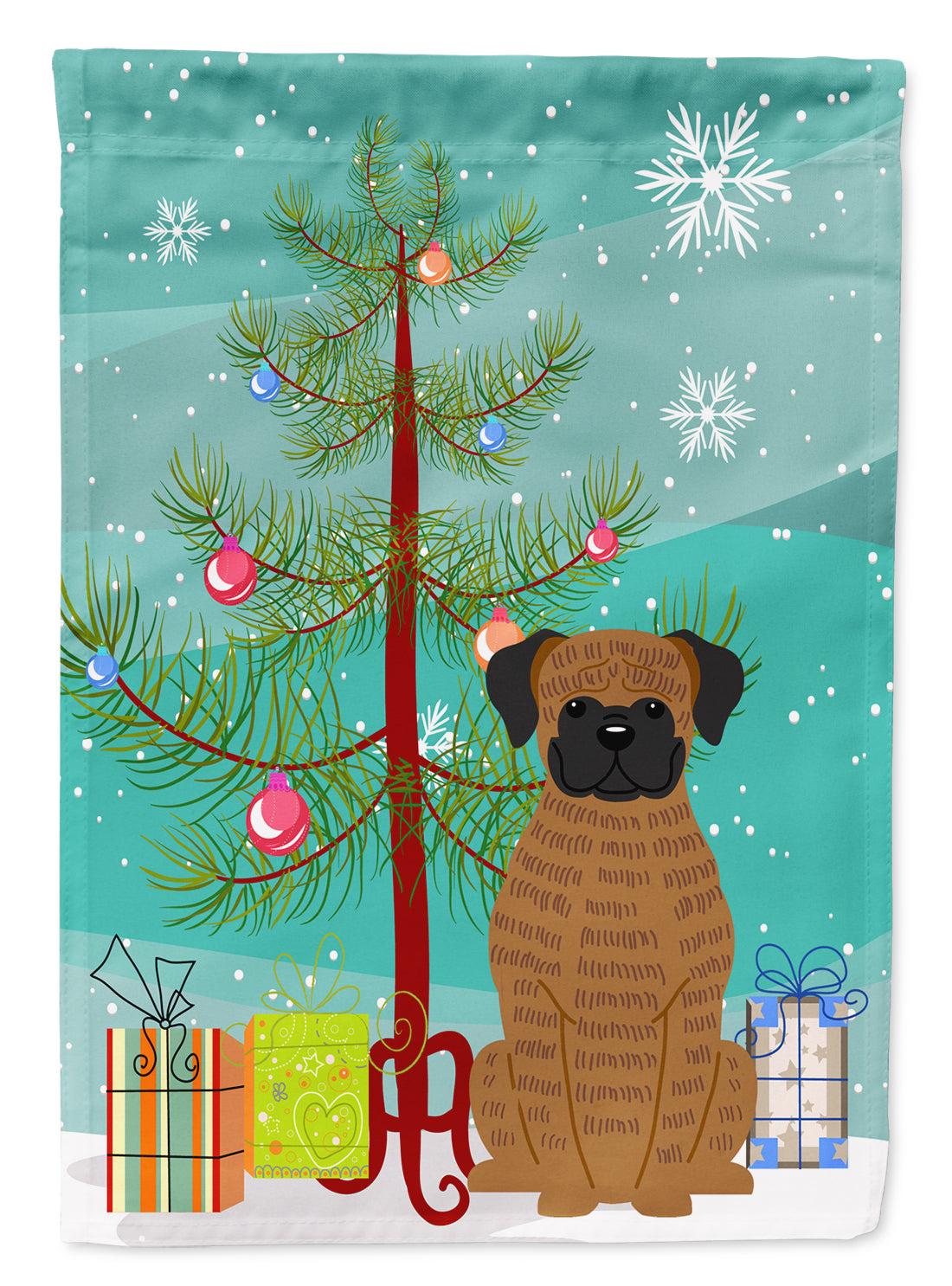 Merry Christmas Tree Brindle Boxer Flag Garden Size BB4242GF  the-store.com.