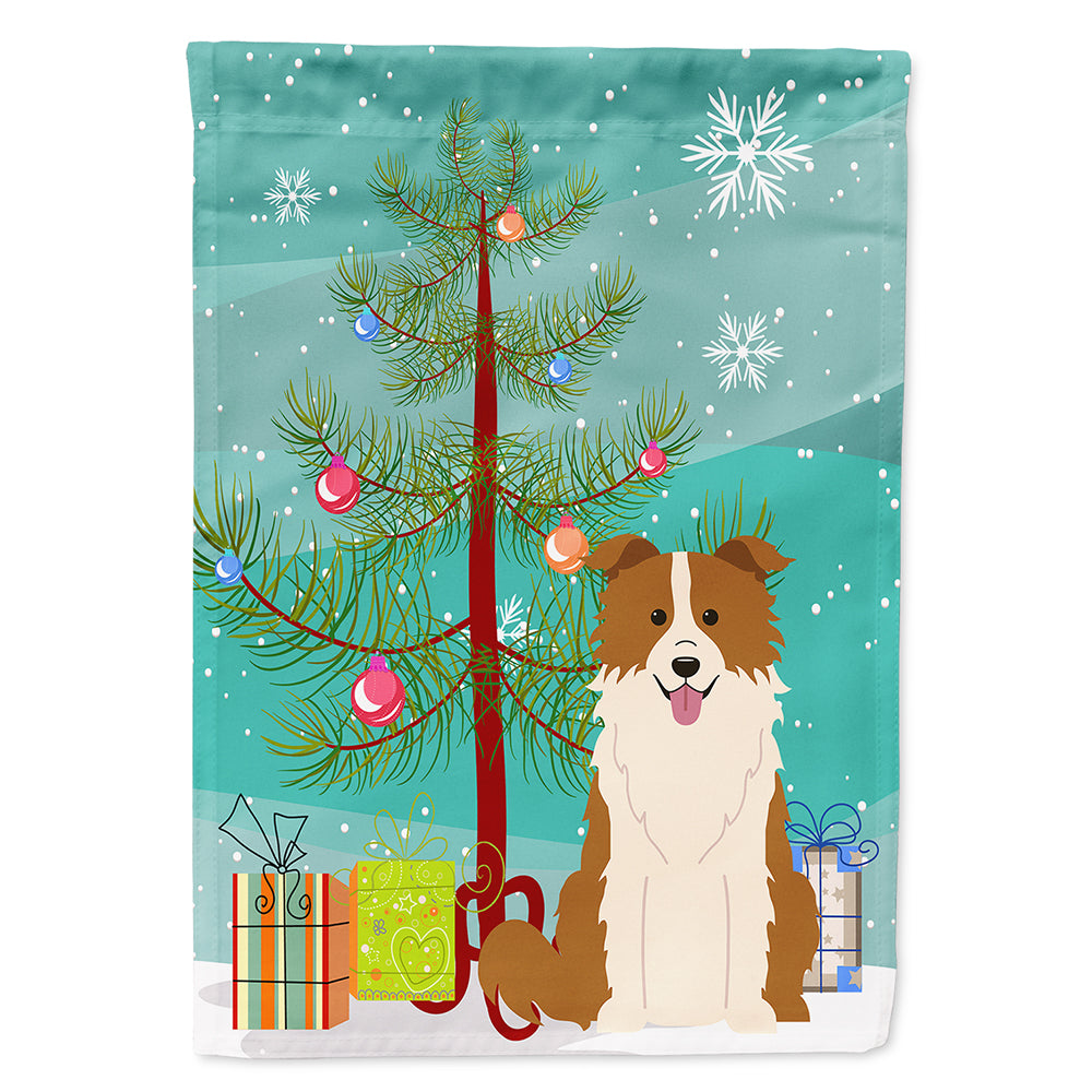 Merry Christmas Tree Border Collie Red White Flag Canvas House Size BB4244CHF