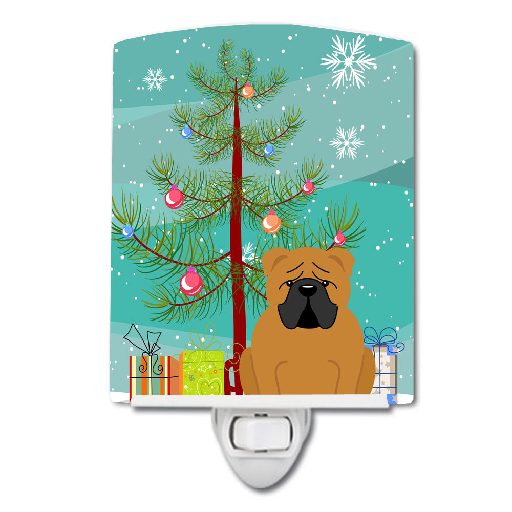 Merry Christmas Tree English Bulldog Red Ceramic Night Light BB4247CNL - the-store.com