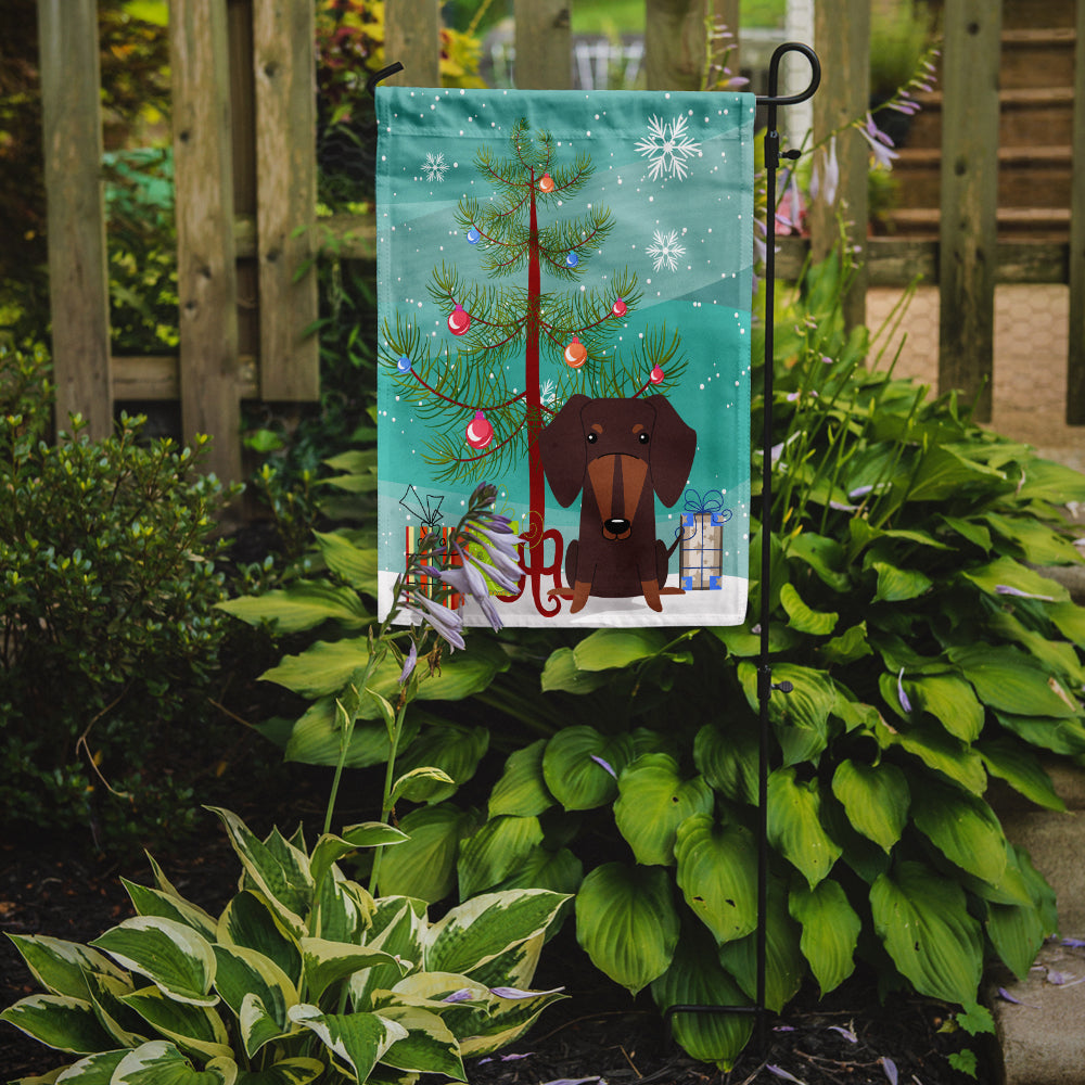 Merry Christmas Tree Dachshund Chocolate Flag Garden Size BB4256GF