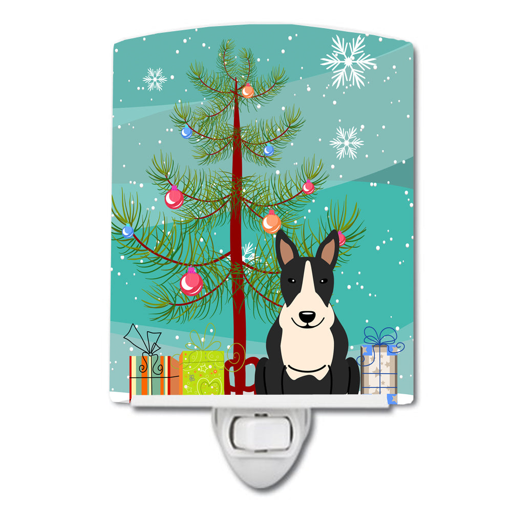 Merry Christmas Tree Bull Terrier Black White Ceramic Night Light BB4258CNL - the-store.com