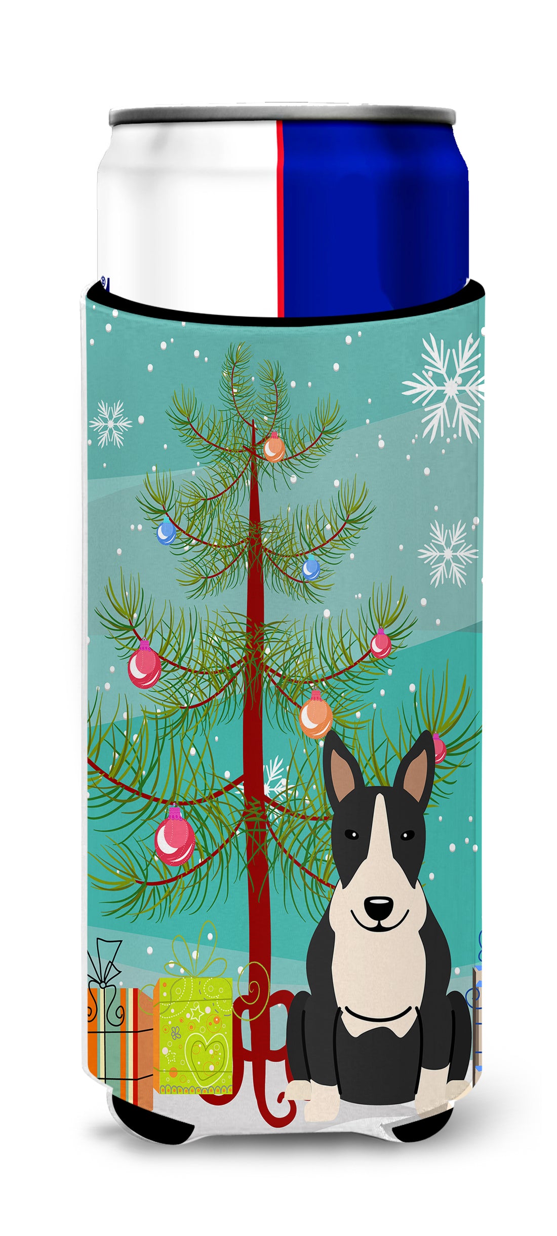 Merry Christmas Tree Bull Terrier Black White  Ultra Hugger for slim cans BB4258MUK