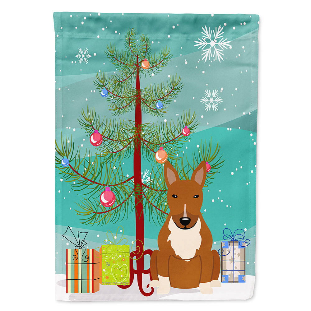 Merry Christmas Tree Bull Terrier Red Flag Canvas House Size BB4259CHF