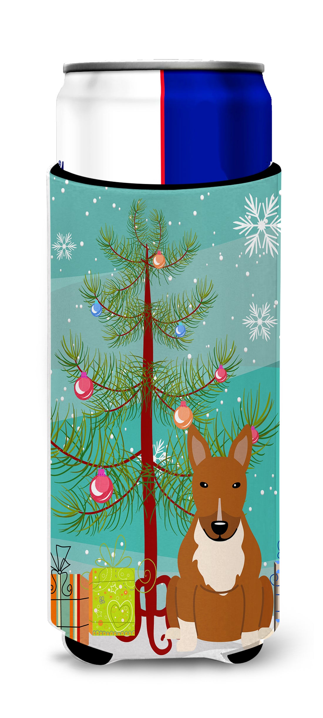 Merry Christmas Tree Bull Terrier Red  Ultra Hugger for slim cans BB4259MUK
