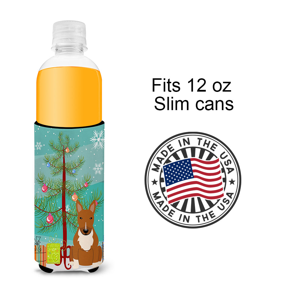 Merry Christmas Tree Bull Terrier Red  Ultra Hugger for slim cans BB4259MUK  the-store.com.