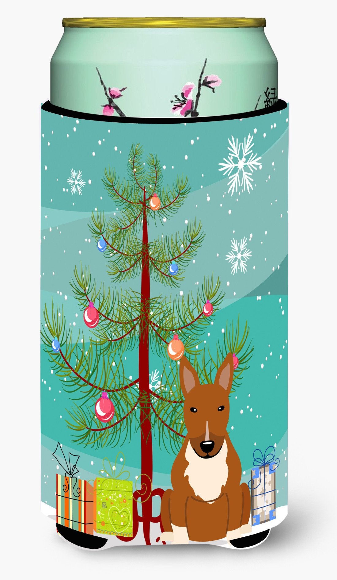 Merry Christmas Tree Bull Terrier Red Tall Boy Beverage Insulator Hugger BB4259TBC by Caroline&#39;s Treasures